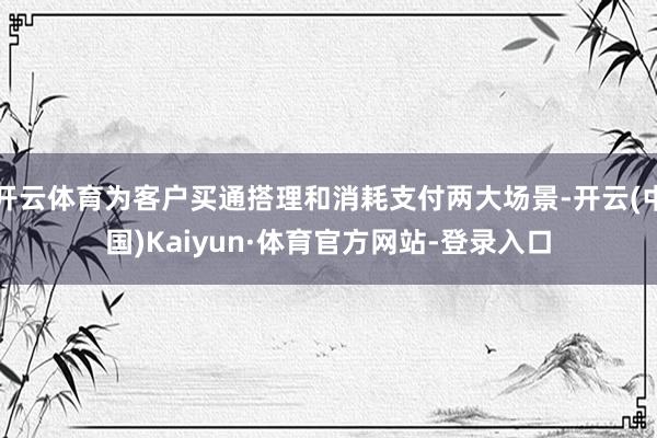 开云体育为客户买通搭理和消耗支付两大场景-开云(中国)Kaiyun·体育官方网站-登录入口