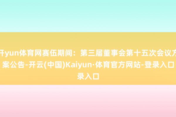 开yun体育网赛伍期间：第三届董事会第十五次会议方案公告-开云(中国)Kaiyun·体育官方网站-登录入口